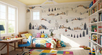 Polar bear hugs a fir at the heart of the Arctic Village wall mural