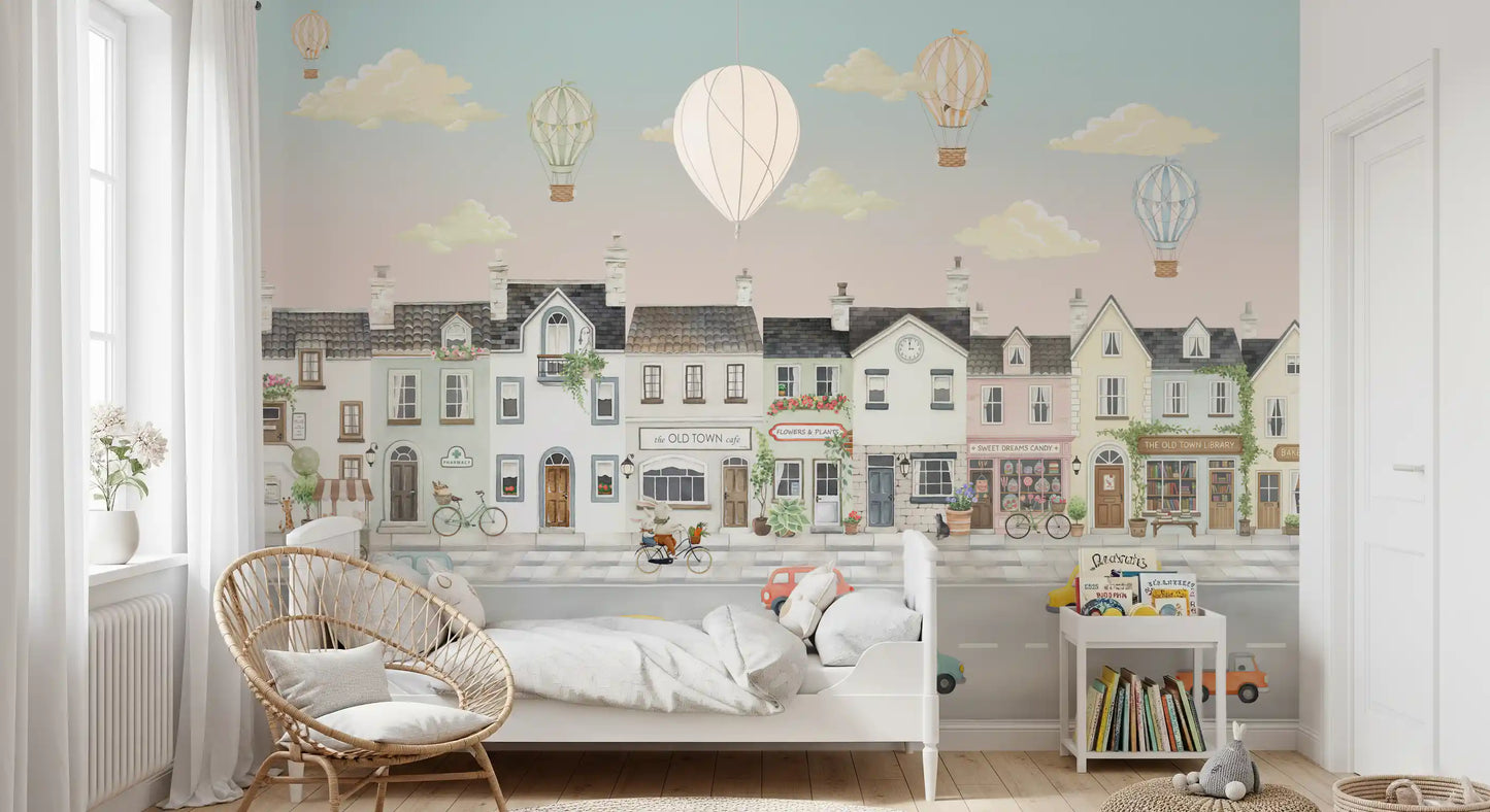 Whimsical Town Adventures Wall Mural