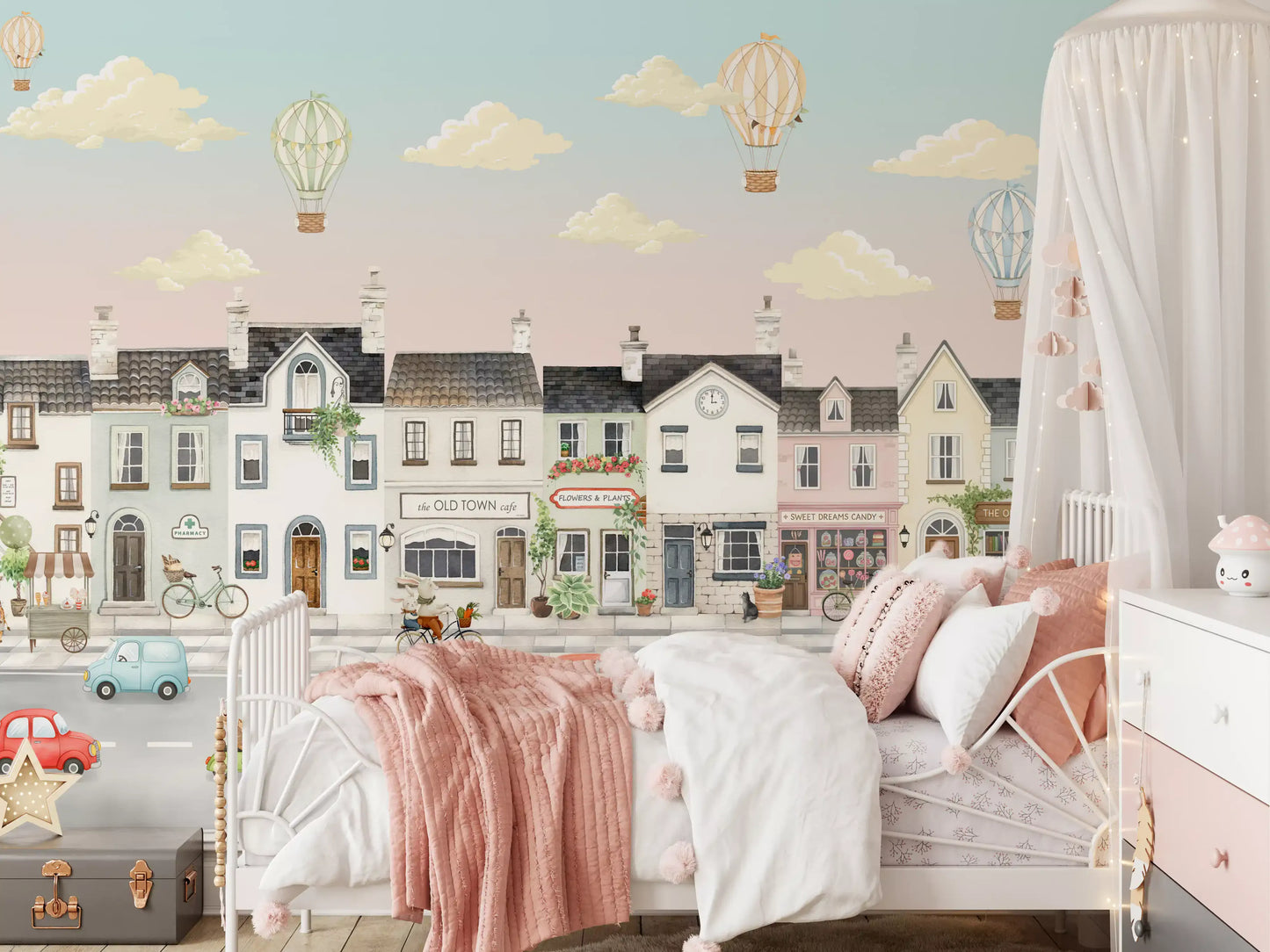 Whimsical Town Adventures Wall Mural
