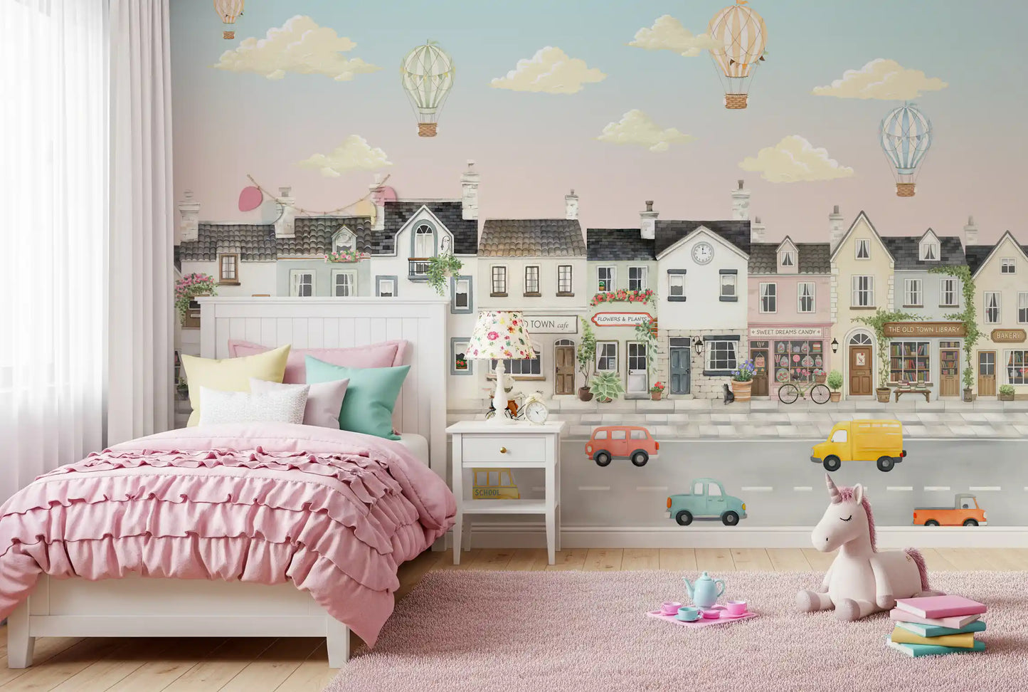 Whimsical Town Adventures Wall Mural