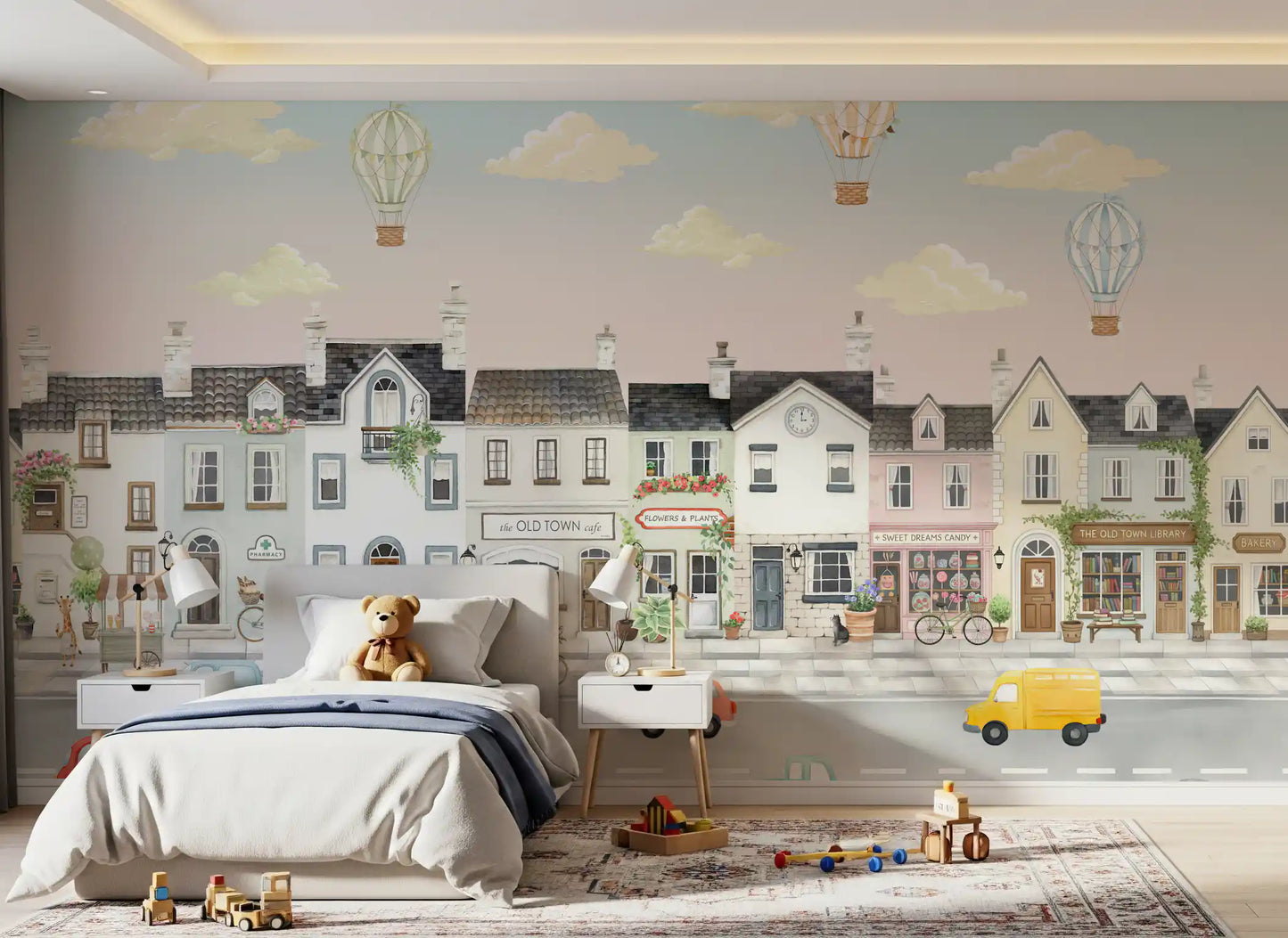 Whimsical Town Adventures Wall Mural