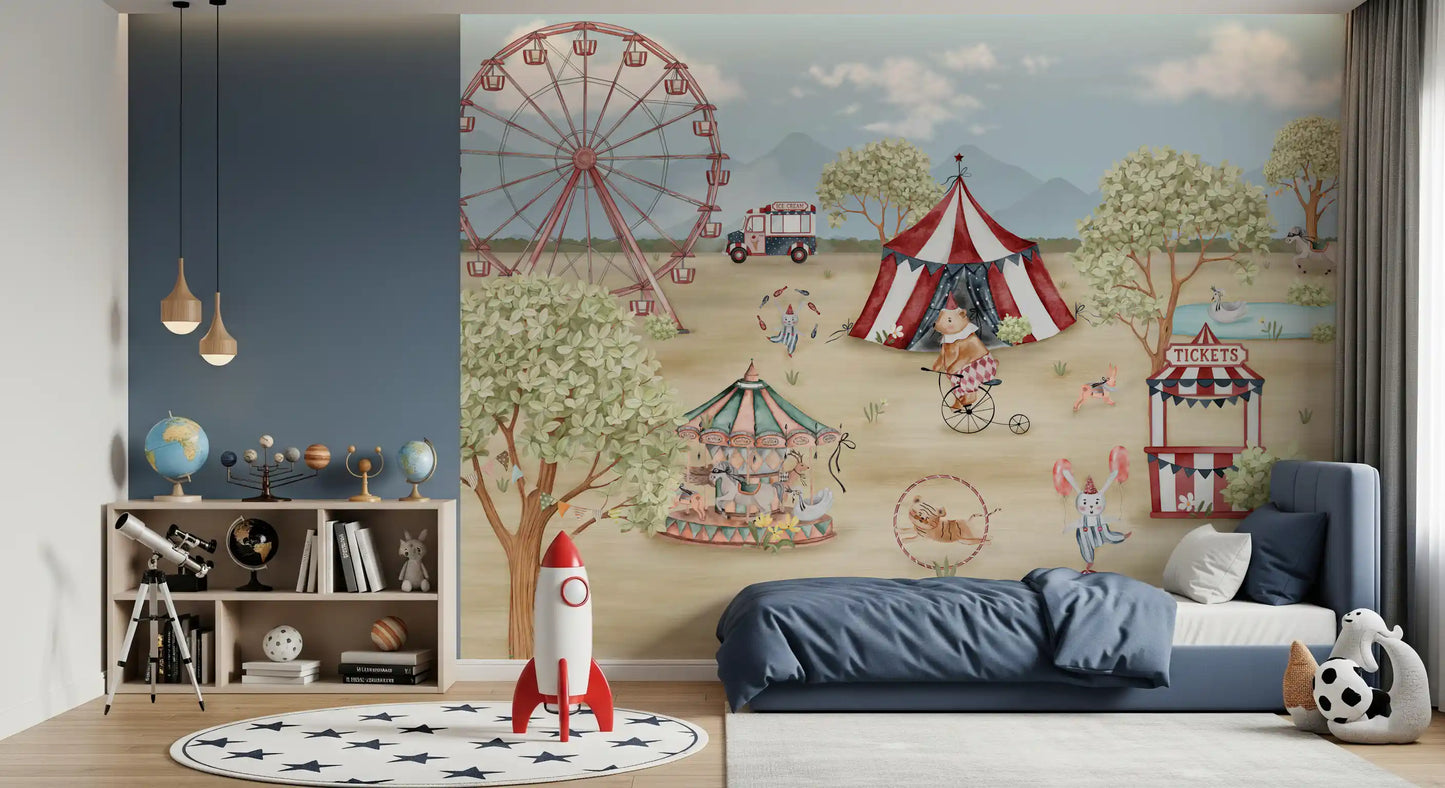 A Kids bedroom storybook character from the Whimsical Day wall mural