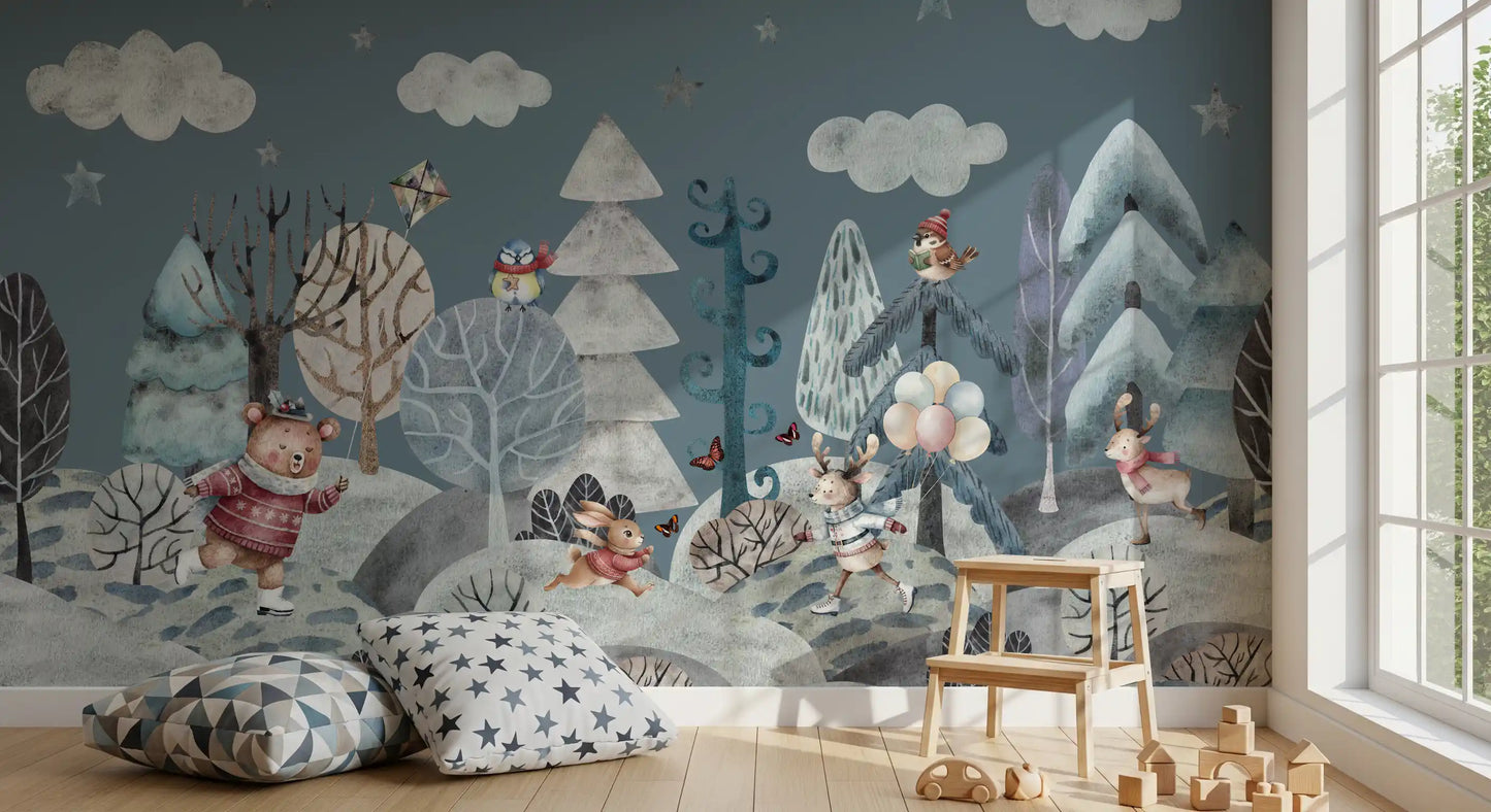 Frolicking Forest Friends Wall Mural