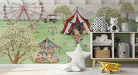 Whimsical Meadow Carnival Wall Mural