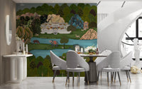 forest scene rendered as the Mughal Oasis Landscape wall mural