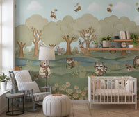 Nursery paired with the Whimsical Woodland Friends wall mural