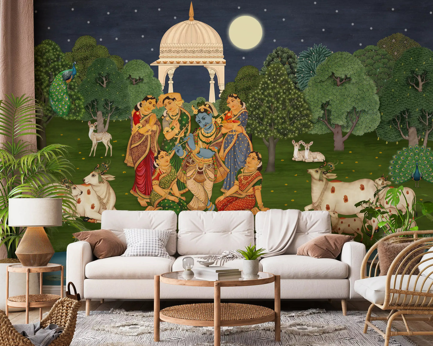 Divine Flute: Vrindavan Moonlight Wall Mural
