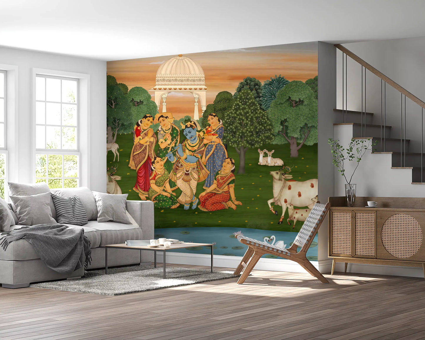 Vrindavan's Tranquil Melody Wall Mural