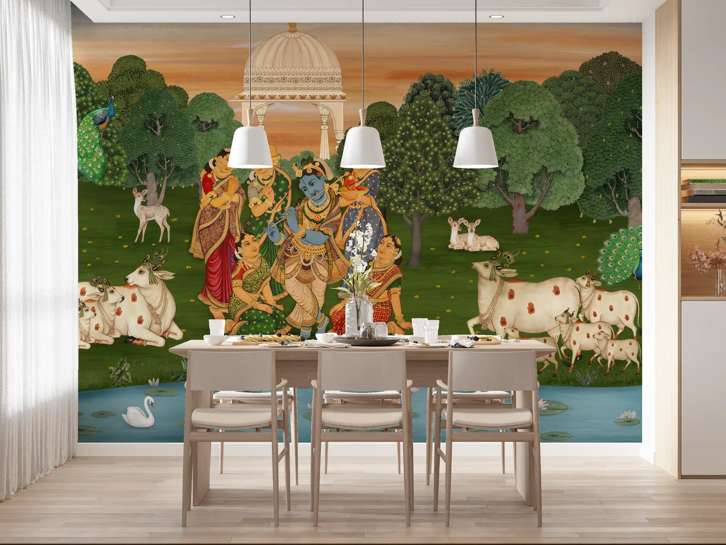 Vrindavan's Tranquil Melody Wall Mural