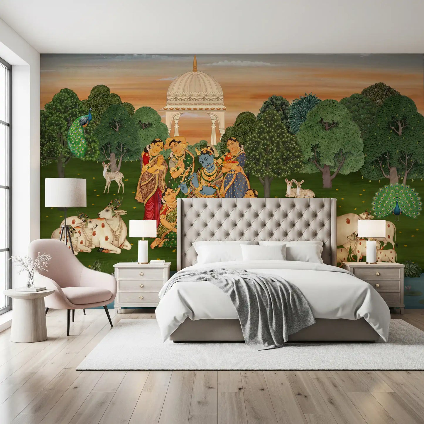 Vrindavan's Tranquil Melody Wall Mural