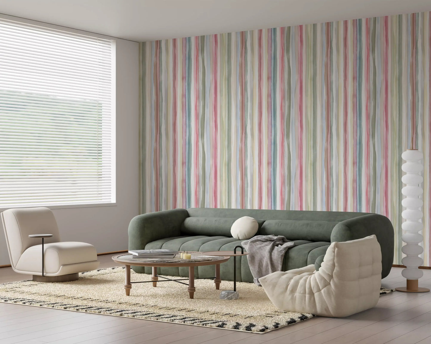 Watercolor Serenity Stripes Pastel Wallpaper⁠
