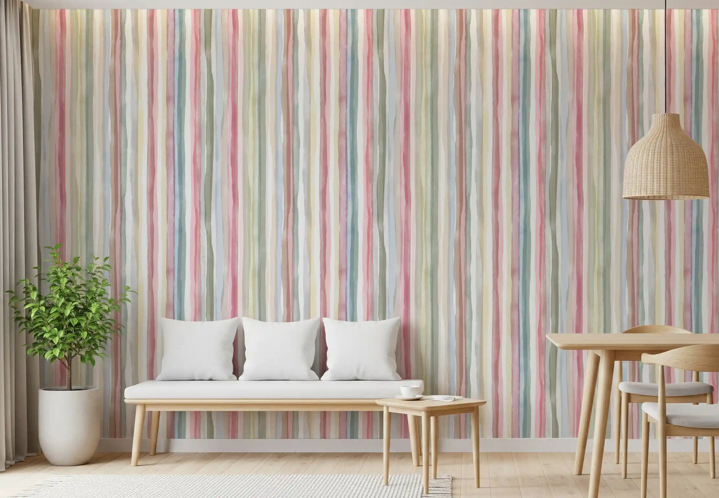 Watercolor Serenity Stripes Pastel Wallpaper⁠