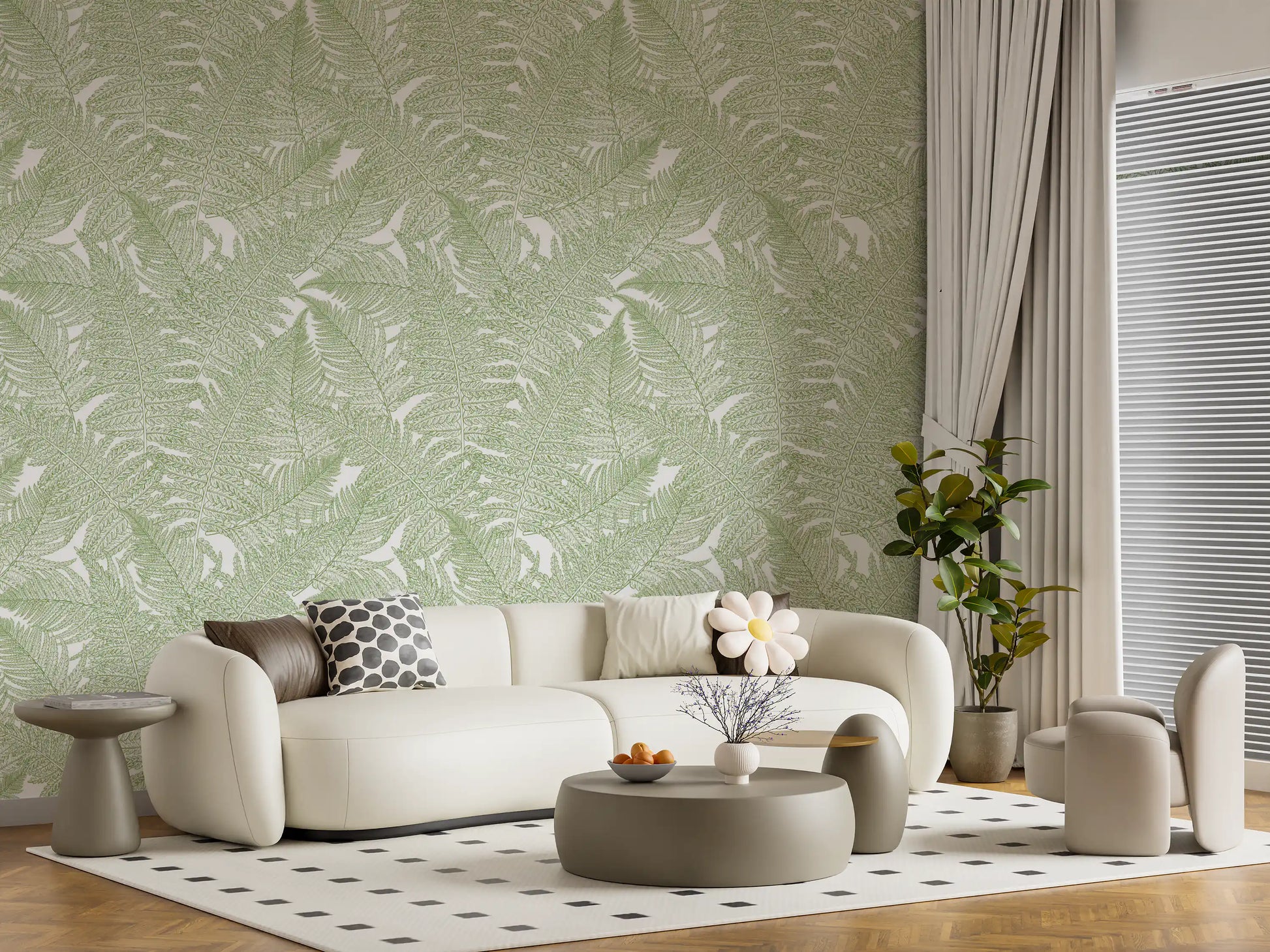 Serene Wallscapes Fern wallpaper in a Living room
