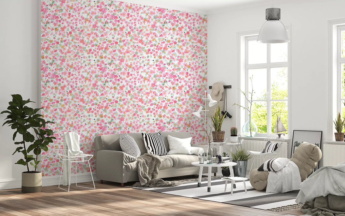 Brushy petal outlines stand out on the Daisy Dance wallpaper
