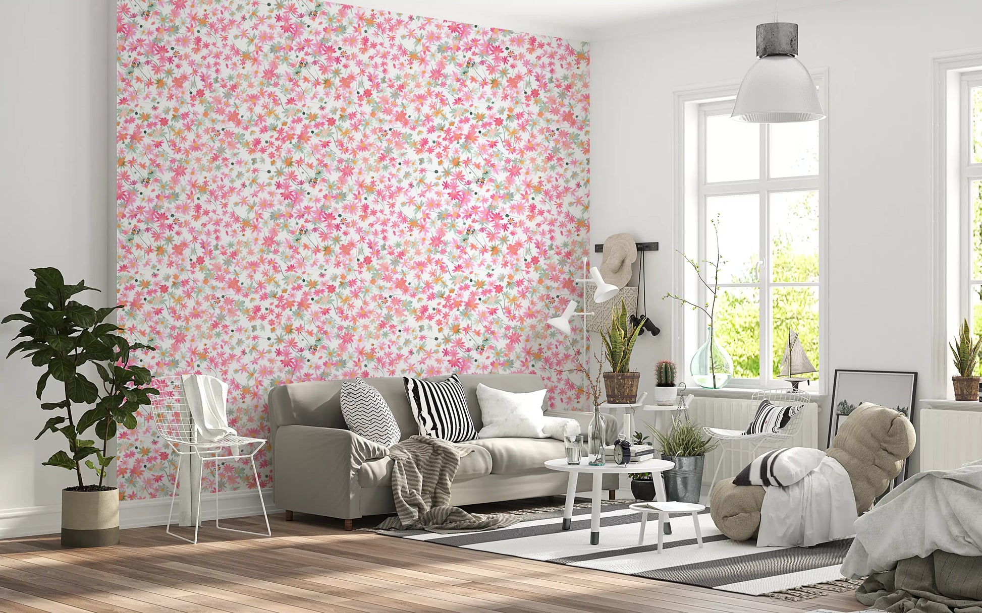 Brushy petal outlines stand out on the Daisy Dance wallpaper