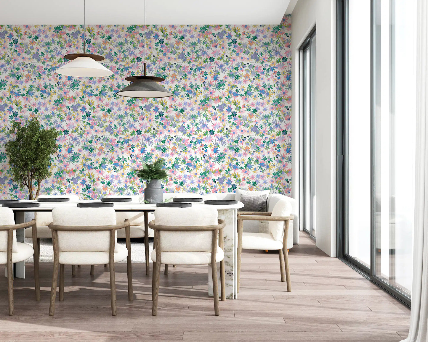 Dreamy Meadow Blooms Wallpaper⁠