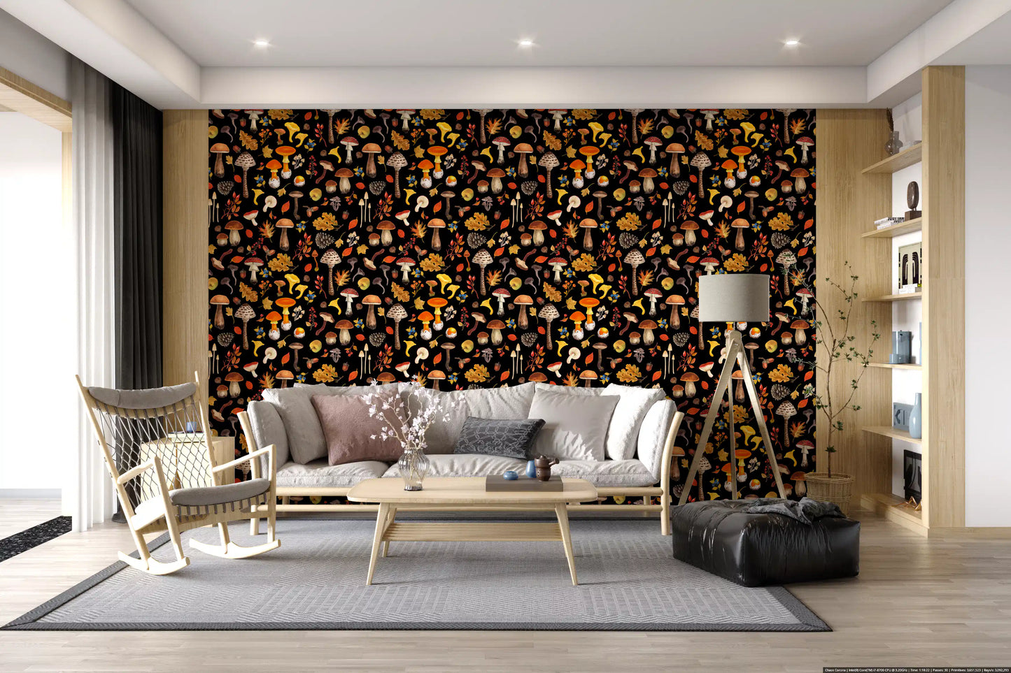 Wild mushrooms on black Wallpaper⁠