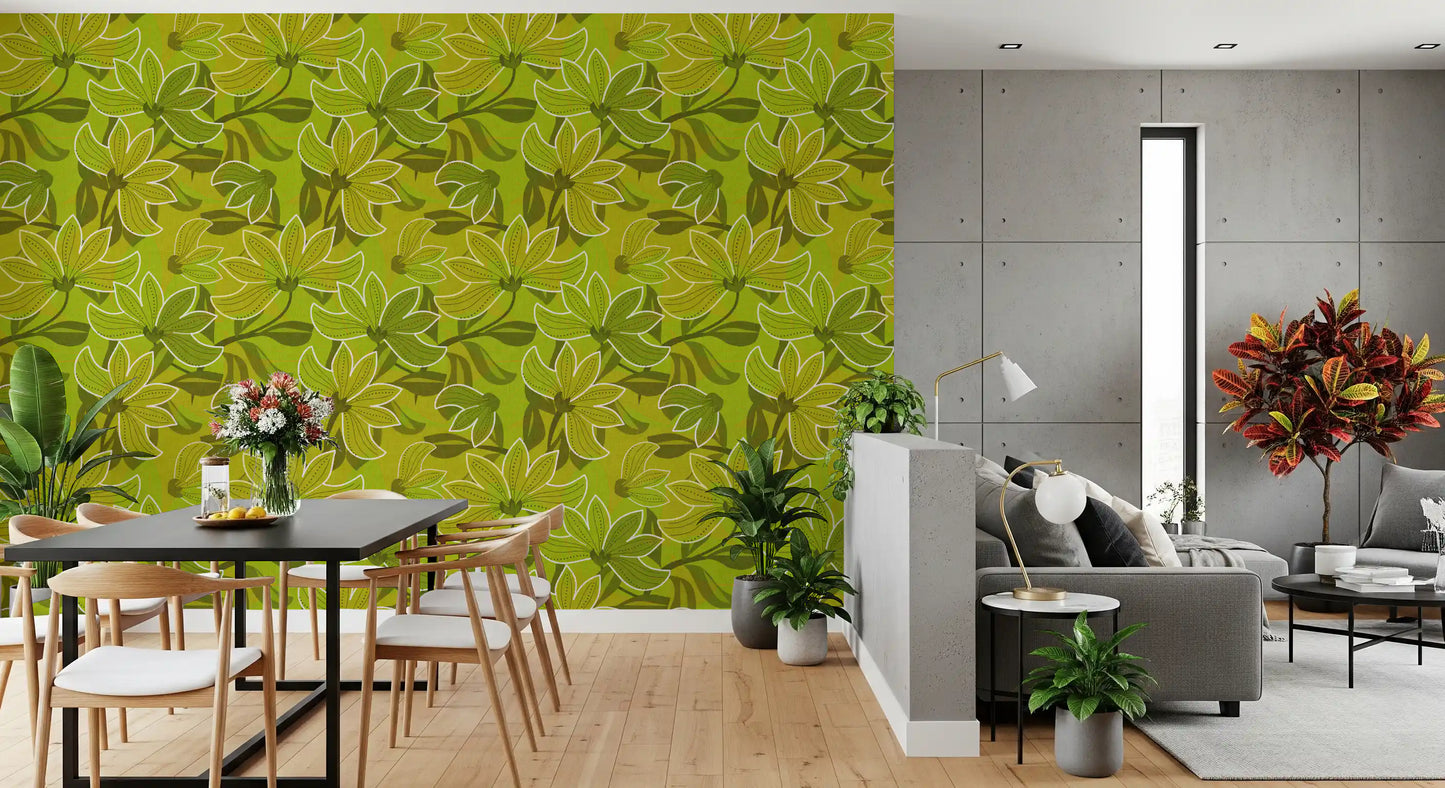 Groovy Green Bloom Wallpaper⁠