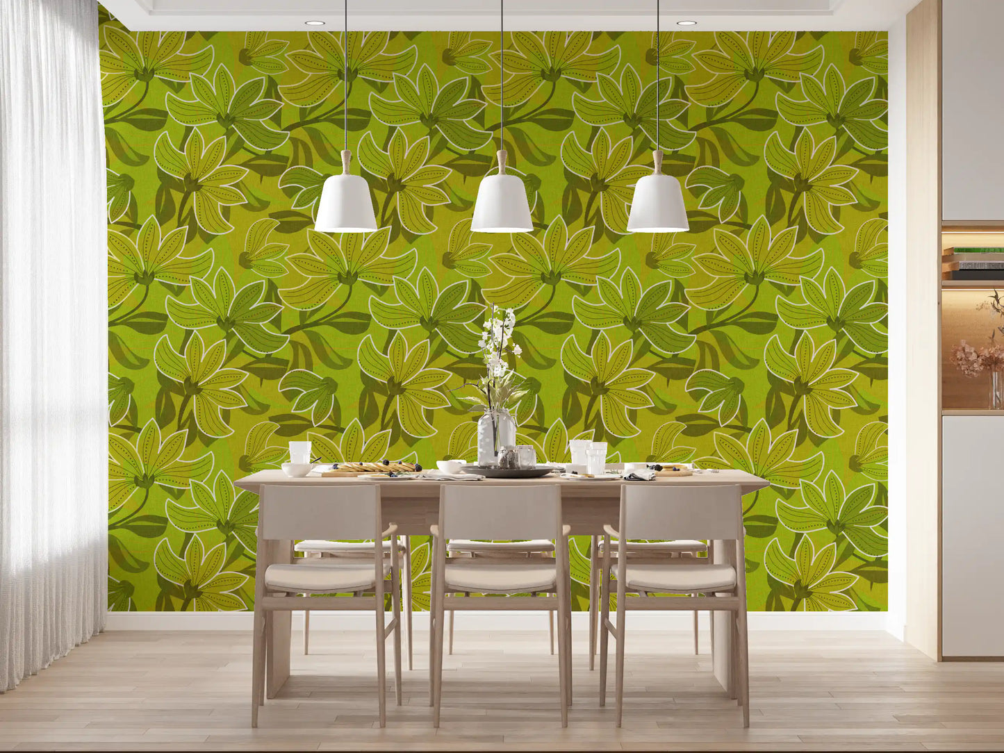 Groovy Green Bloom Wallpaper⁠