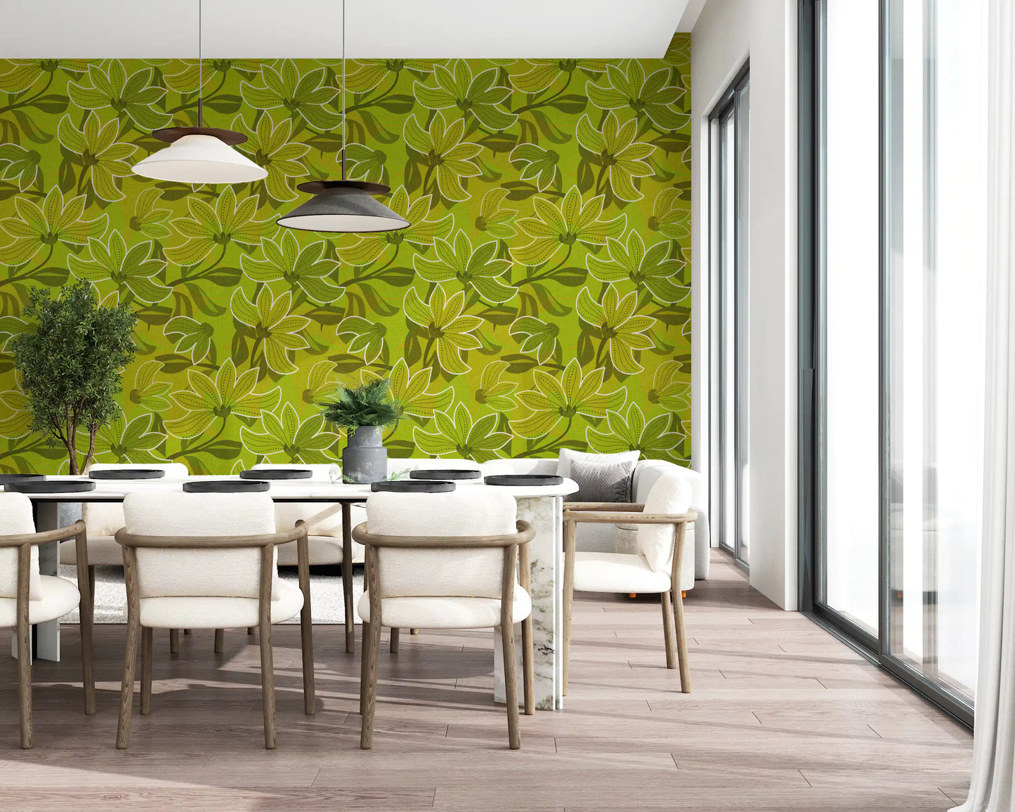 Groovy Green Bloom Wallpaper⁠