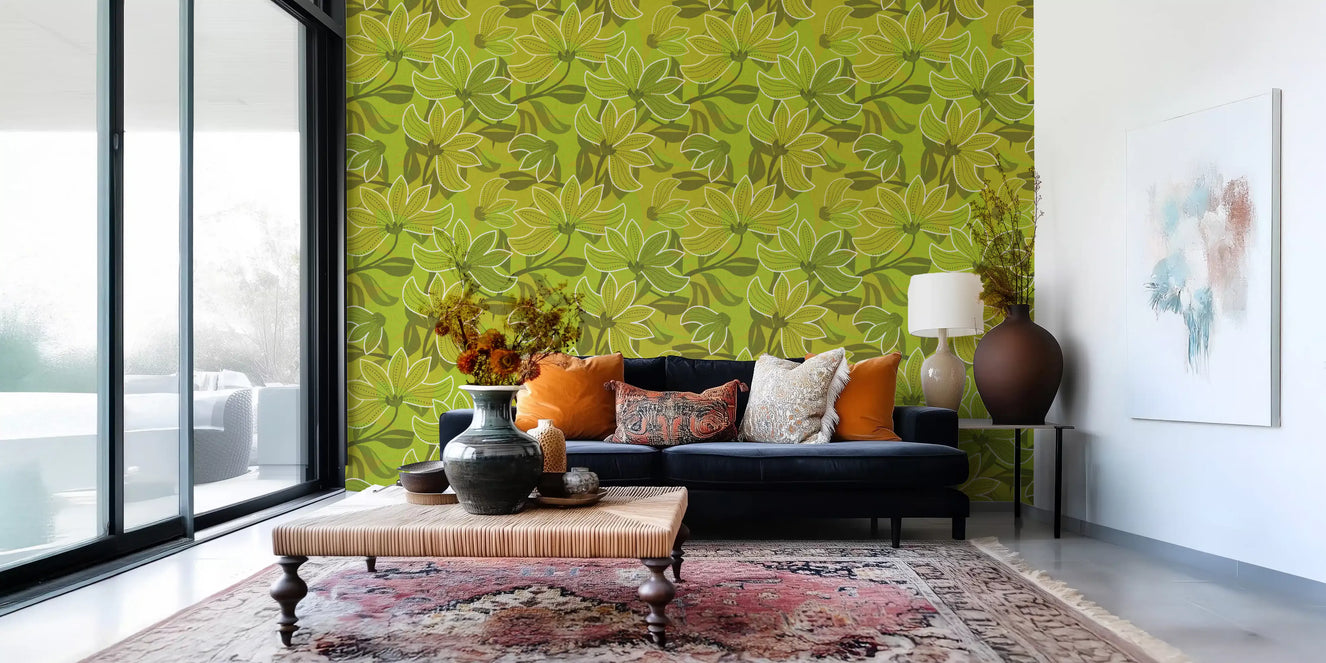 Groovy Green Bloom Wallpaper⁠