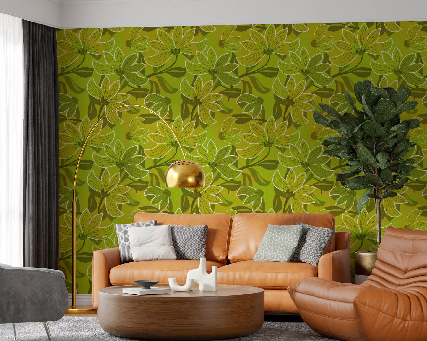 Groovy Green Bloom Wallpaper⁠