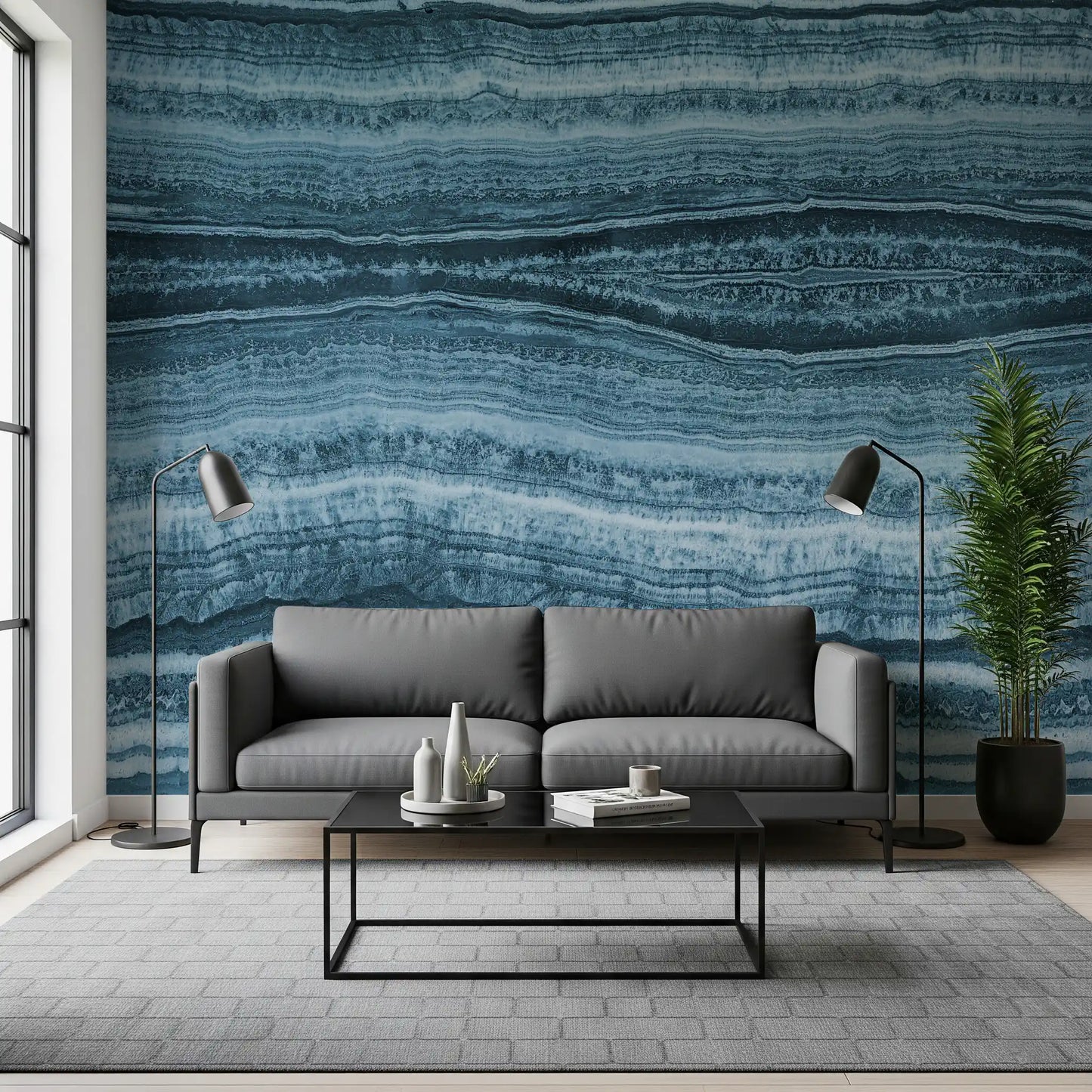 Deep Azure Strata Wall Mural