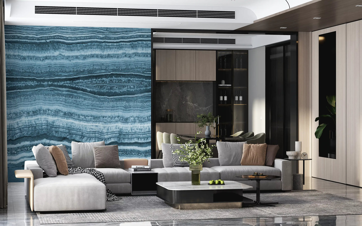 Deep Azure Strata Wall Mural