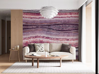 Fine horizontal veining ripples the Crimson & Amethyst Strata wall mural.