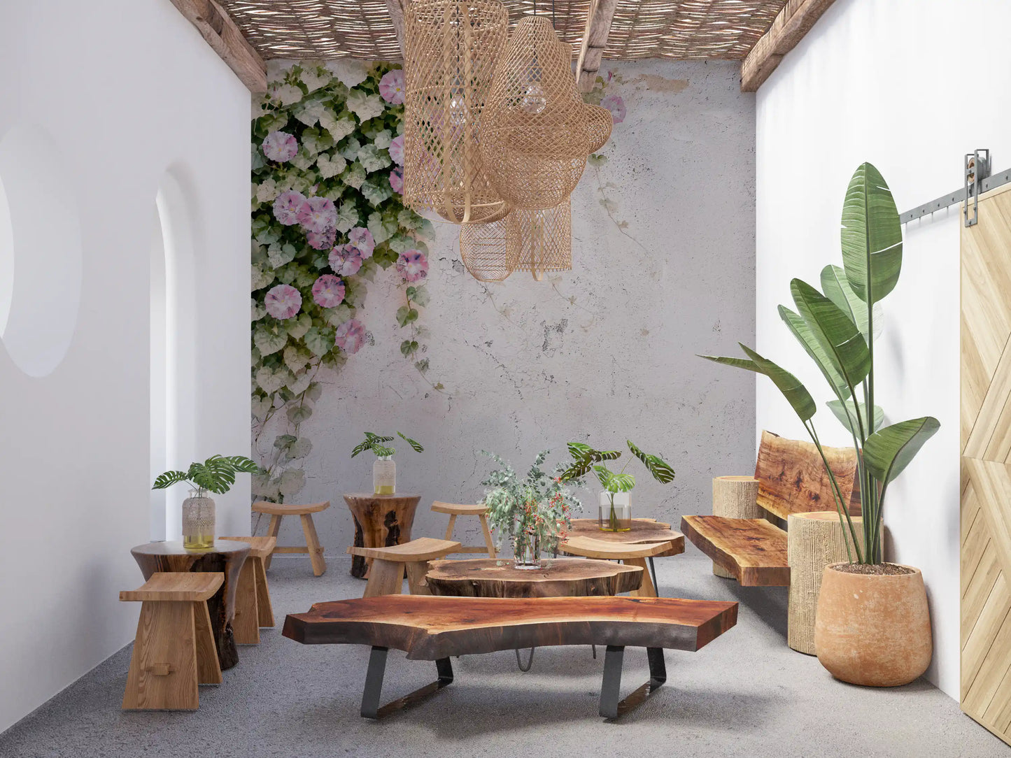 Blush Vines, Rustic Charm Wall Mural