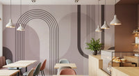 Tall U-shaped line group balances the arches of the Geometric Harmony piece