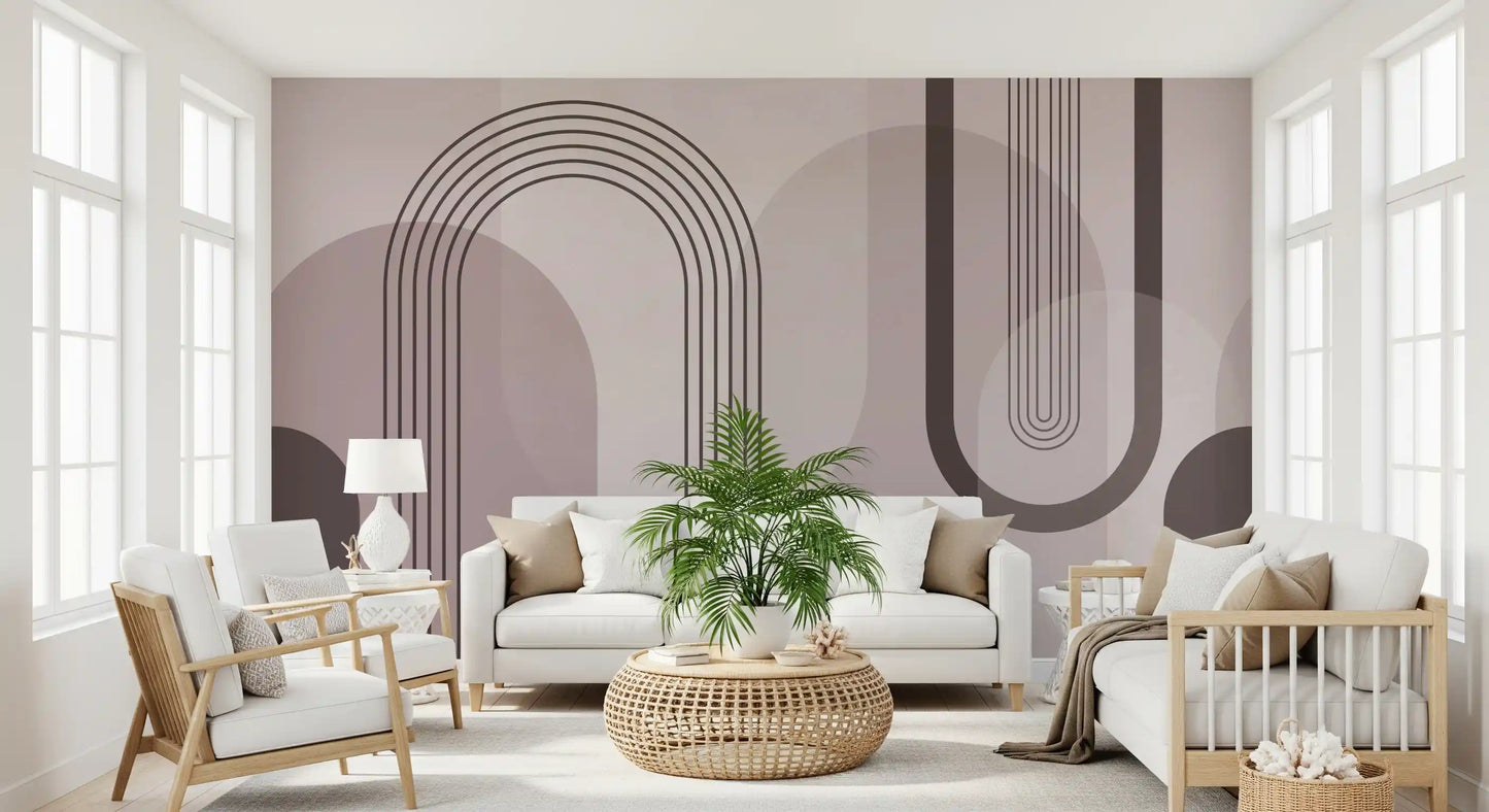 Hallway feature run finished with the mauve wall mural