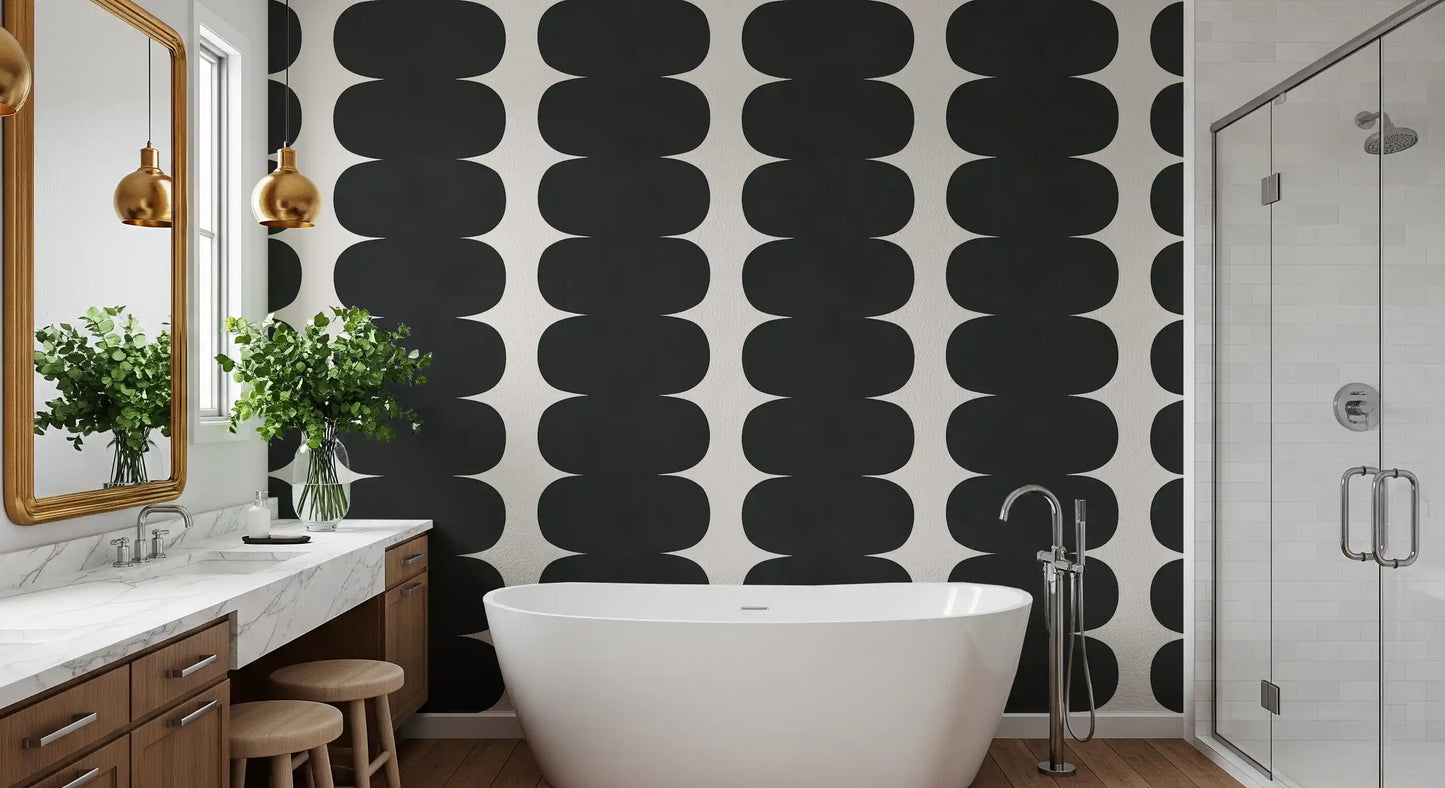 Minimalist Grey Wavy Columns Wall Mural