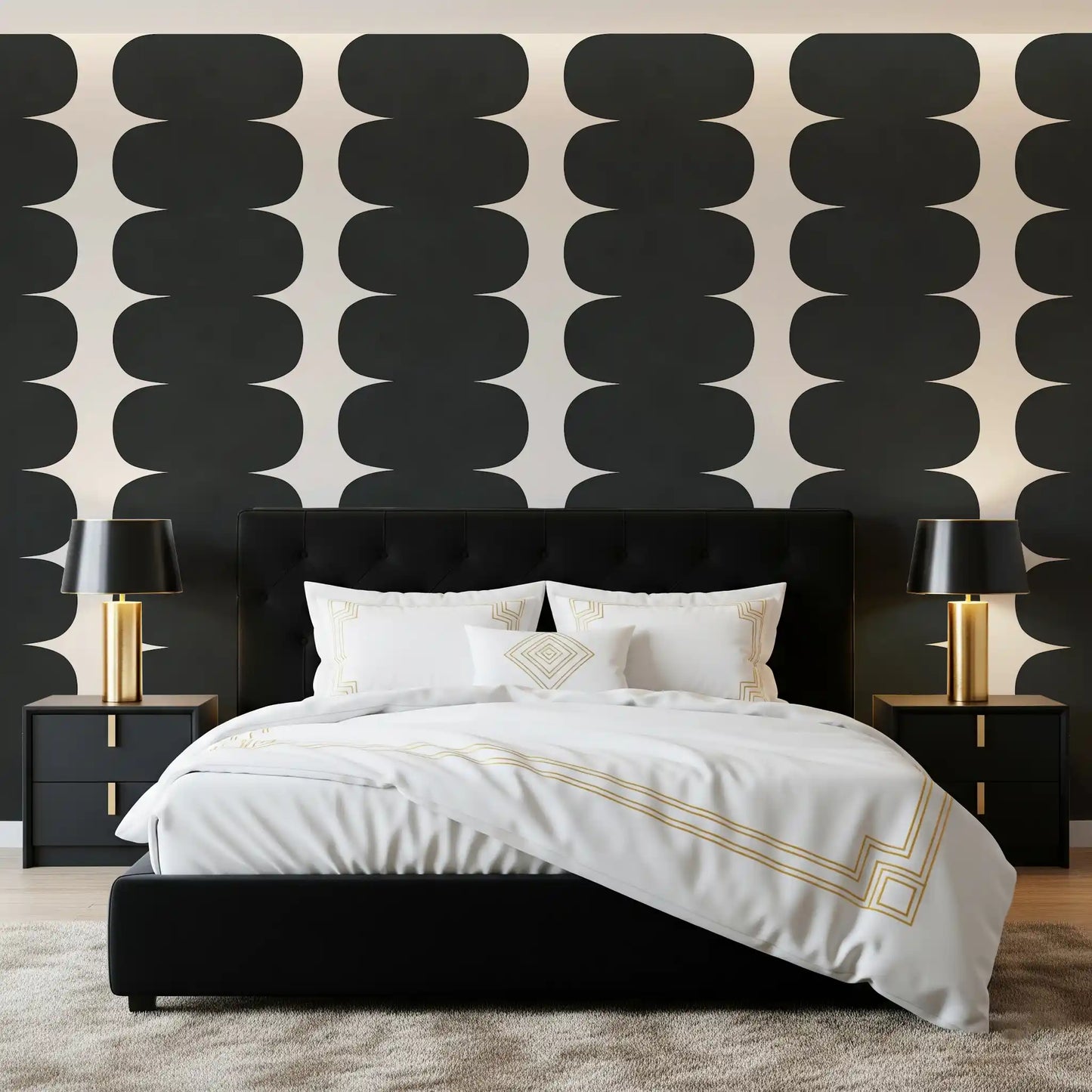 Minimalist Grey Wavy Columns Wall Mural