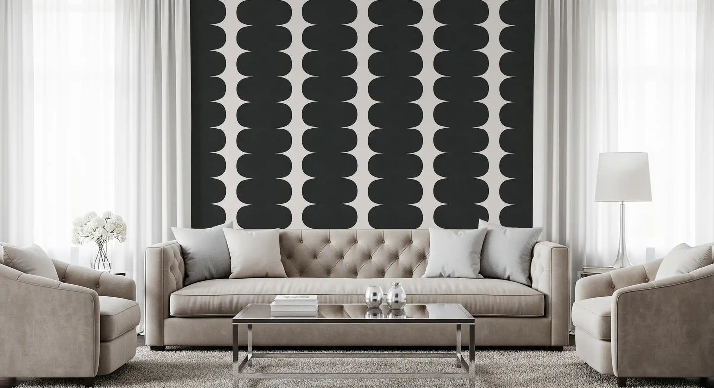 Minimalist Grey Wavy Columns Wall Mural