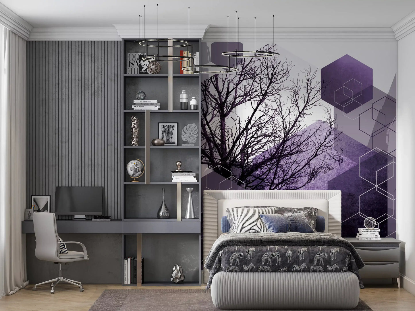 Shadowed Geometry Wall Mural