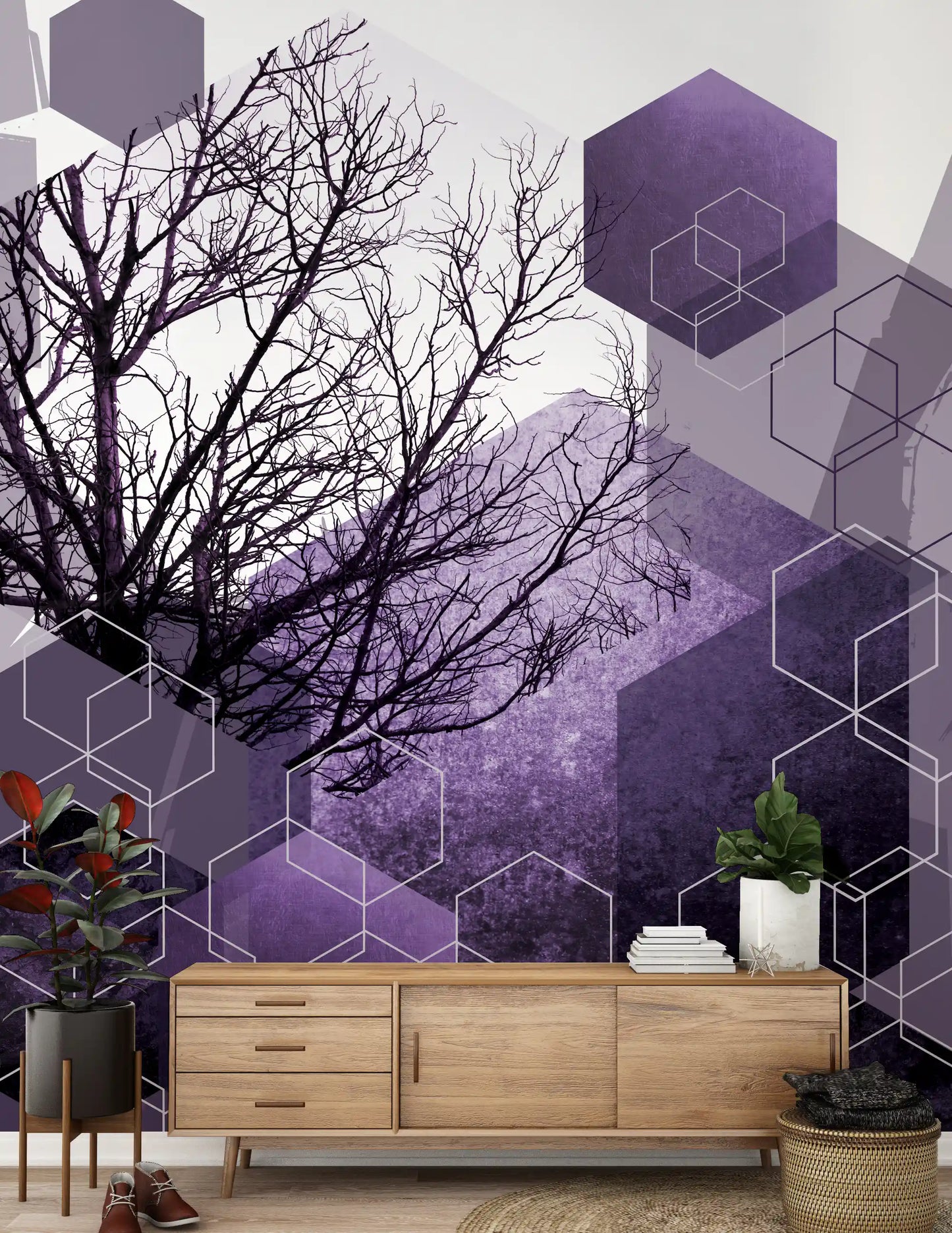 Shadowed Geometry Wall Mural