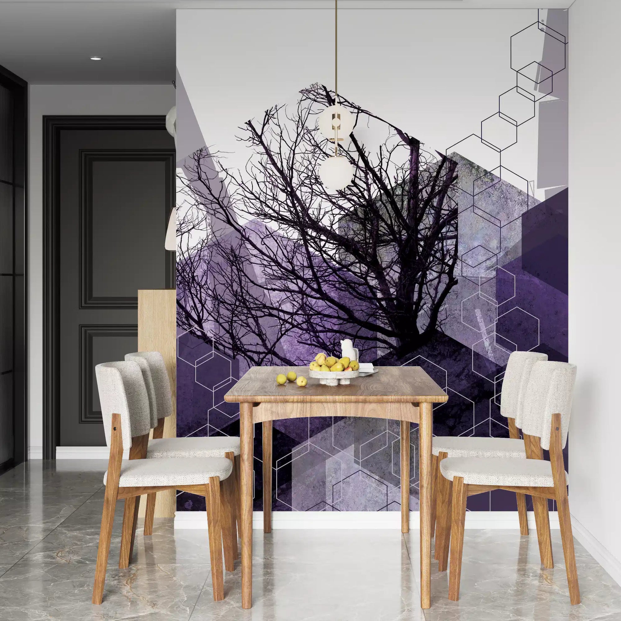 Dining room with Shadowed Geometry wall mural 