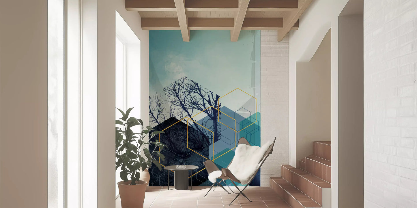 Gilded Forest Geometry Wall Mural