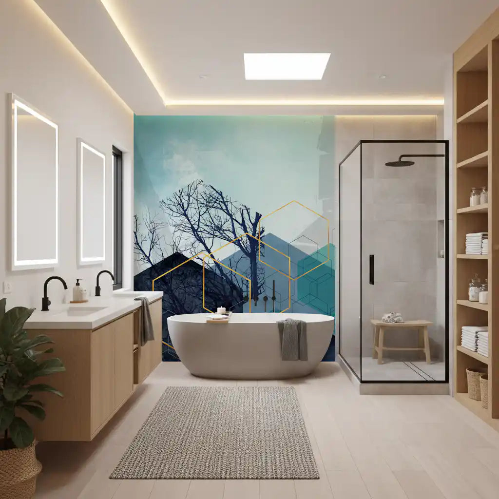 Gilded Forest Geometry Wall Mural