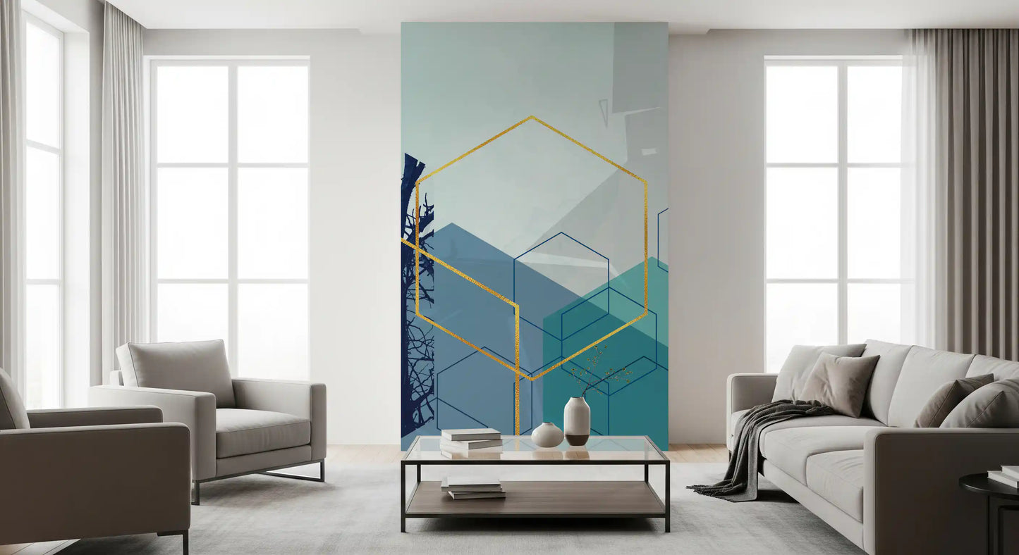 Gilded Forest Geometry Wall Mural