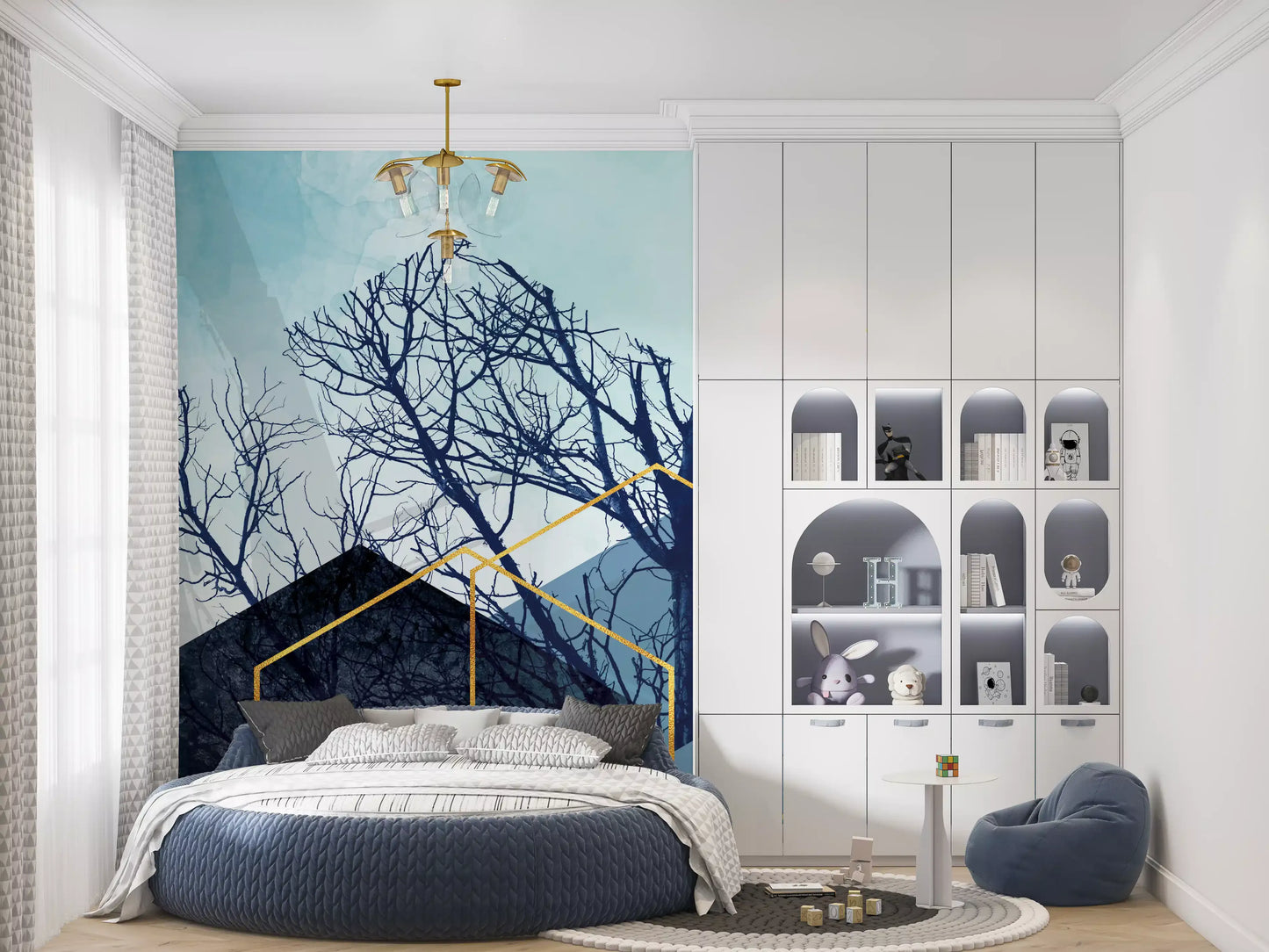 Gilded Forest Geometry Wall Mural