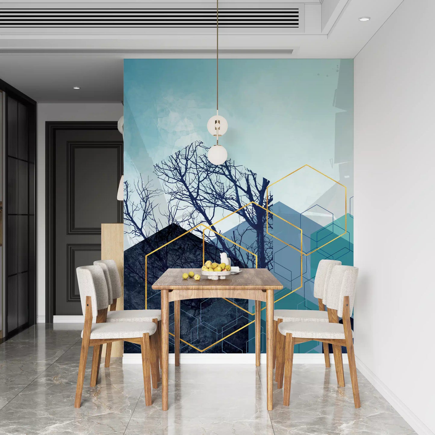 Gilded Forest Geometry Wall Mural