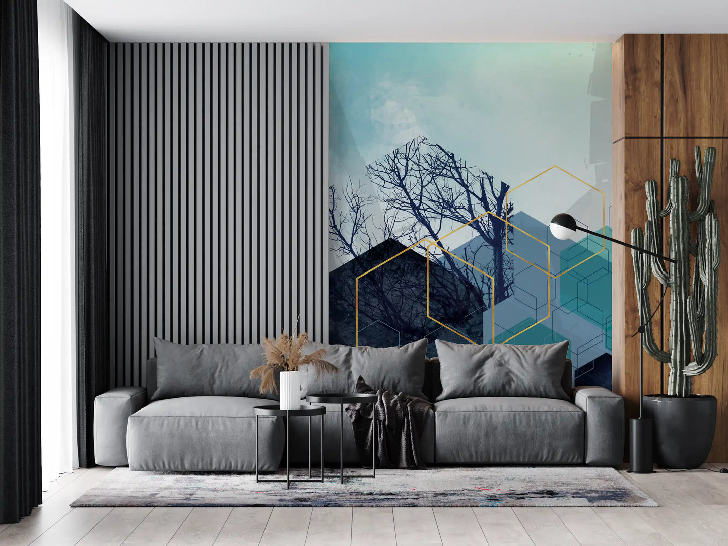 Gilded Forest Geometry Wall Mural