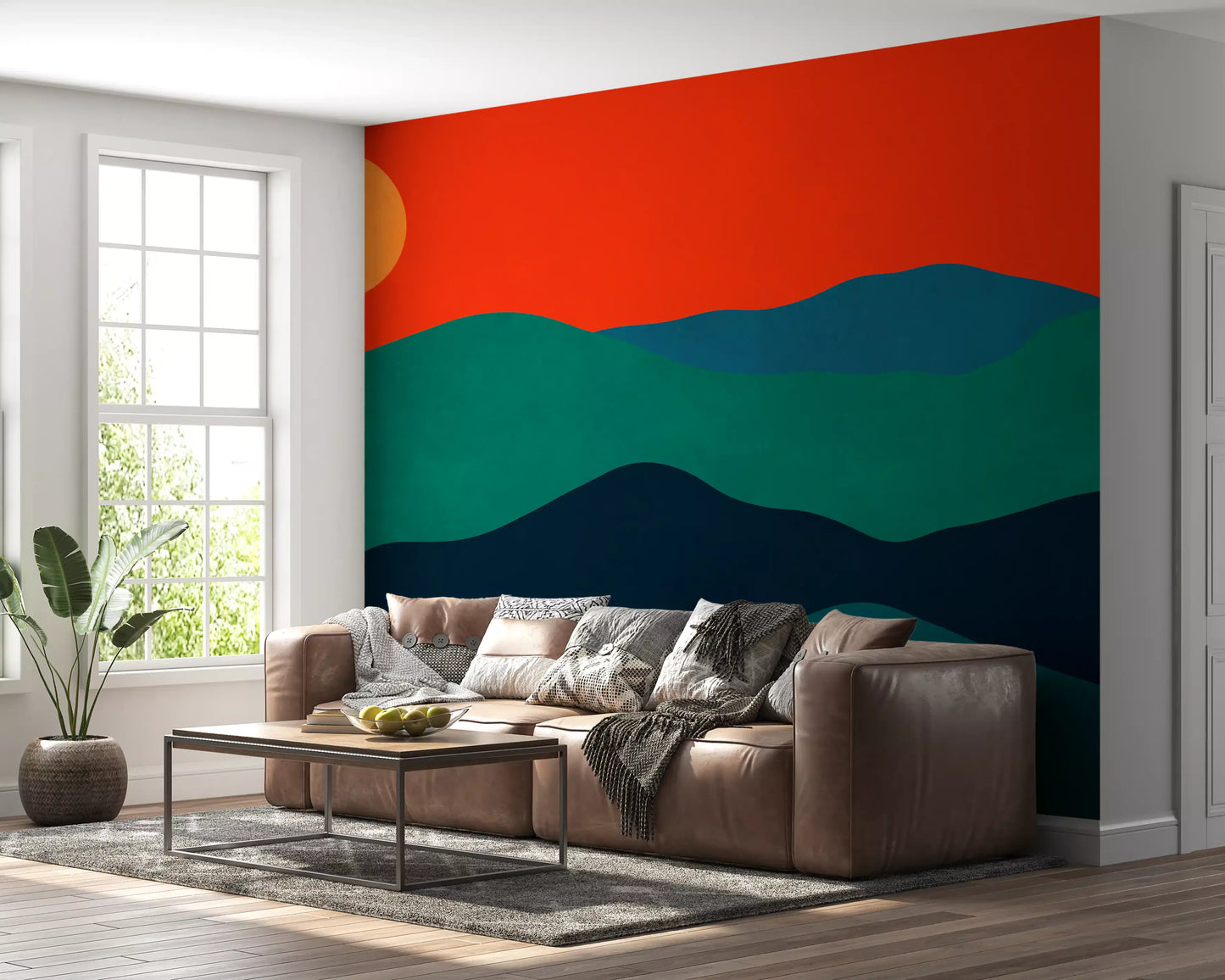 Mid-Century Mountain Glow Wall Mural