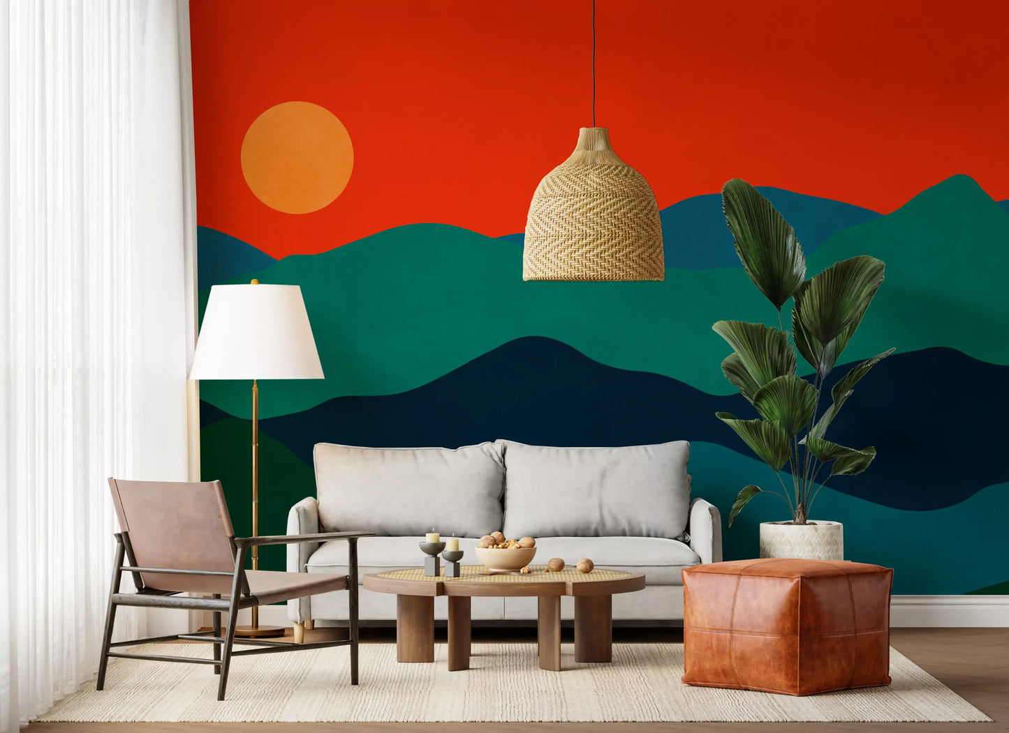 Mid-Century Mountain Glow Wall Mural