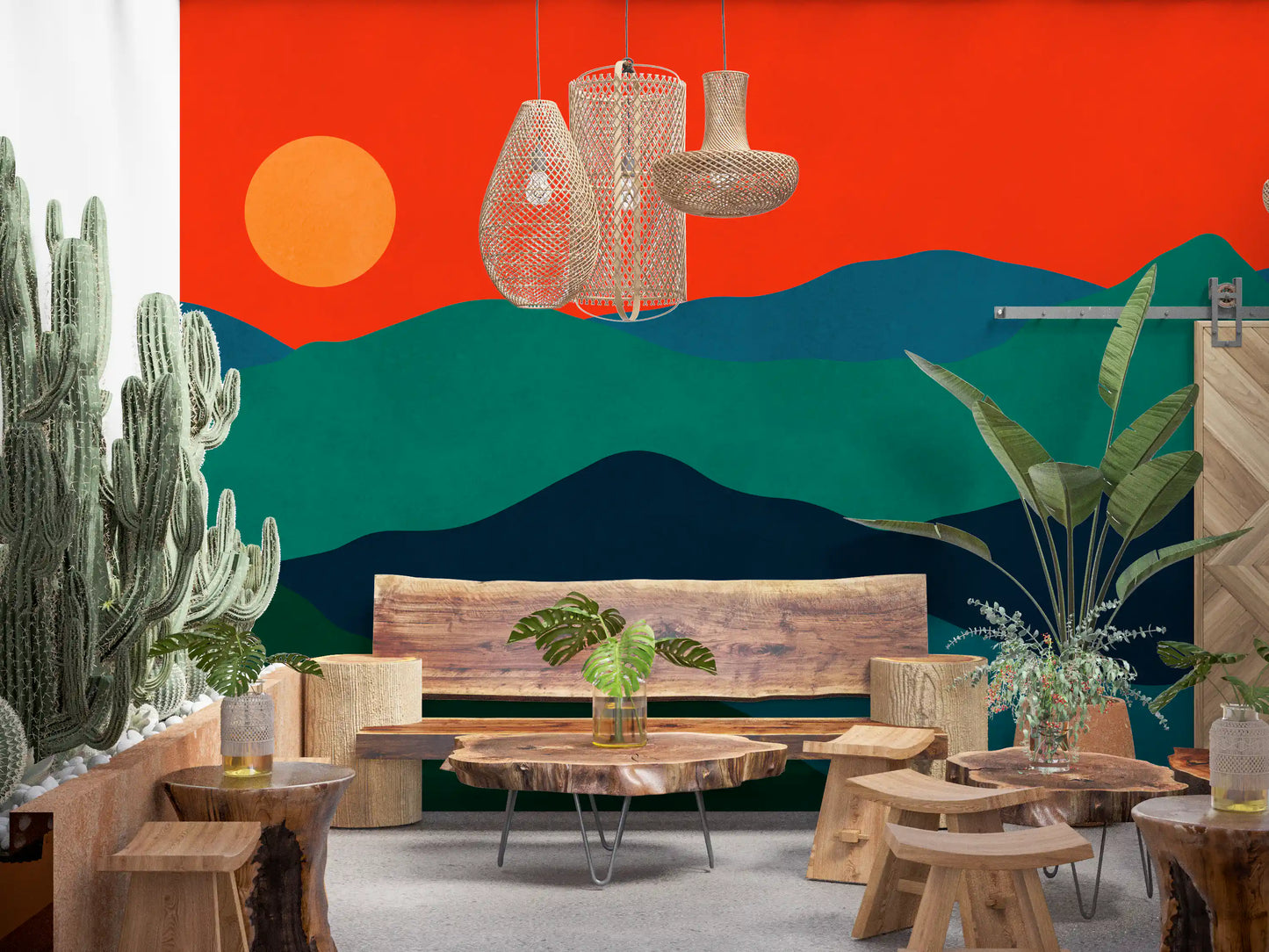 Mid-Century Mountain Glow Wall Mural