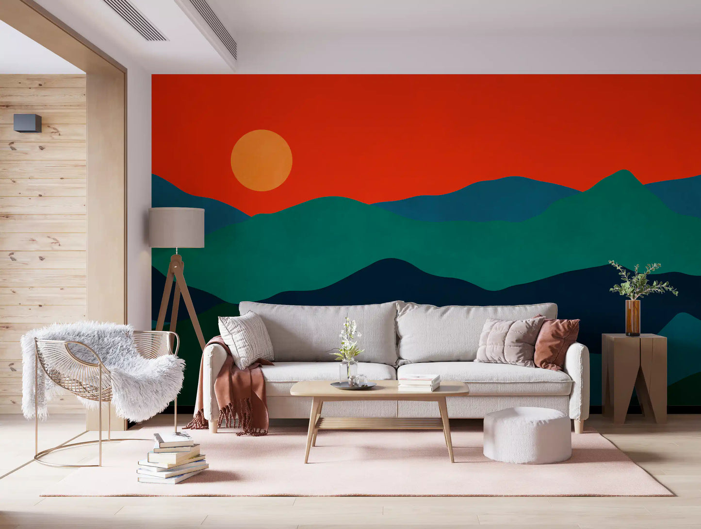 Mid-Century Mountain Glow Wall Mural