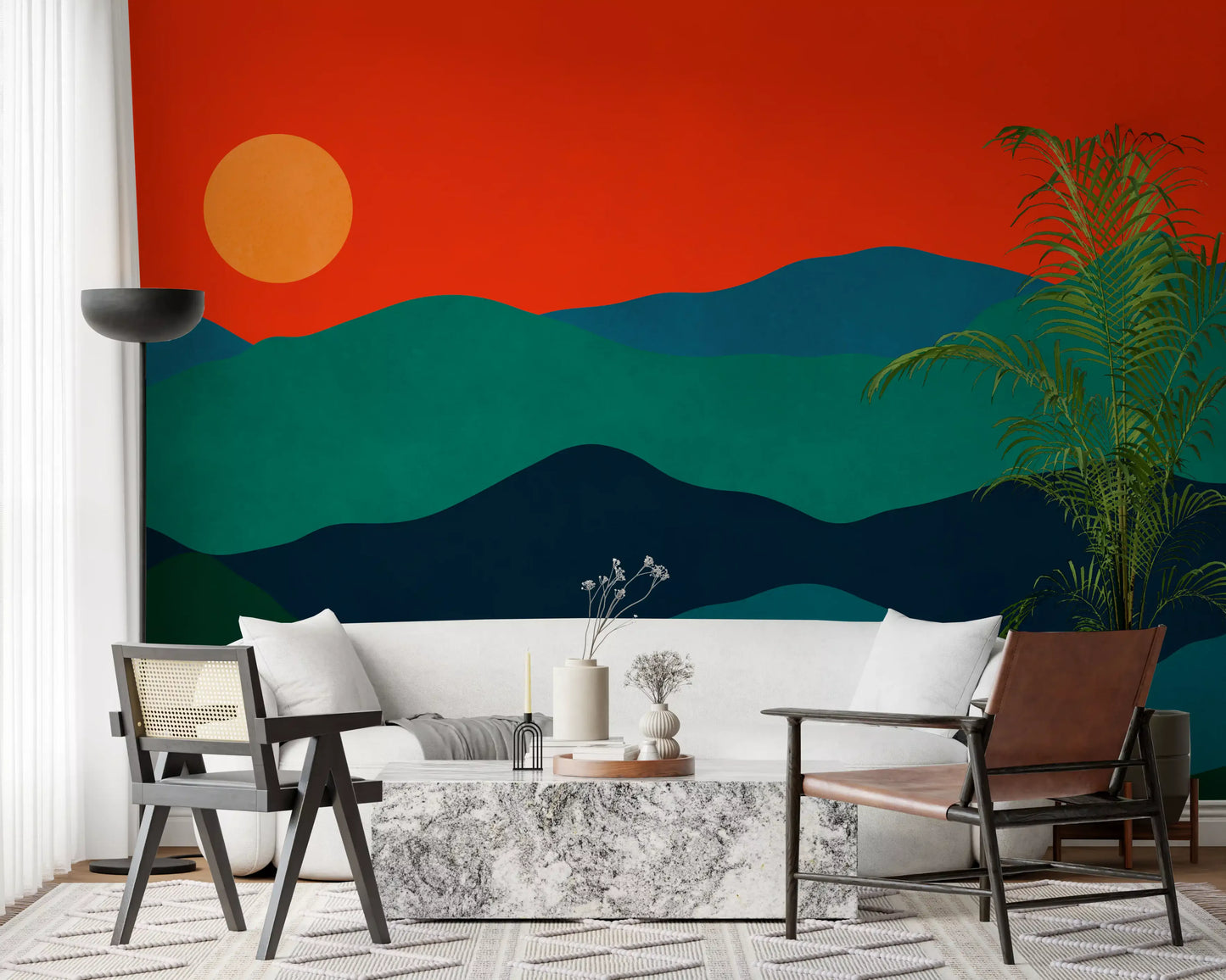 Mid-Century Mountain Glow Wall Mural