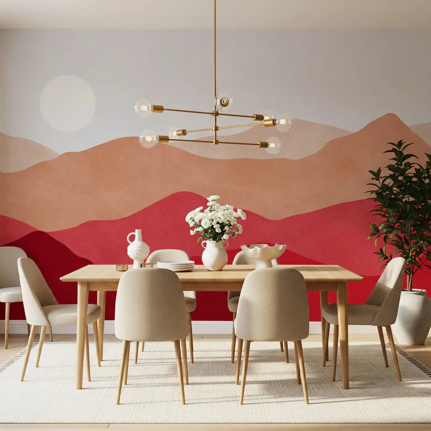 Crimson Horizon Vista Wall Mural
